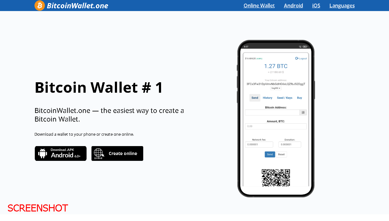 screenshot https://bitcoinwallet.one
