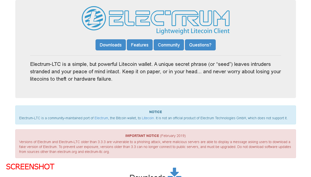 screenshot https://electrum-ltc.org/
