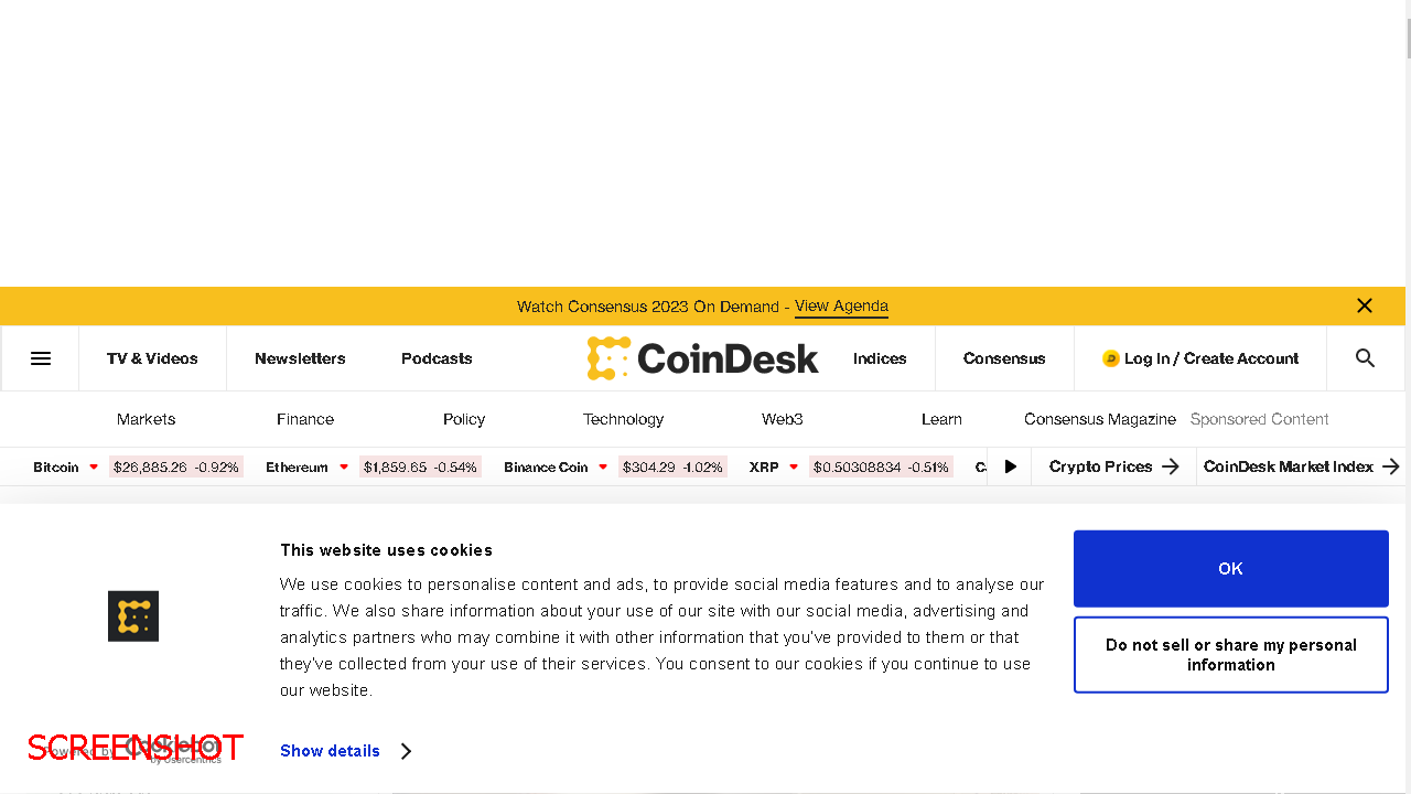 screenshot https://www.coindesk.com