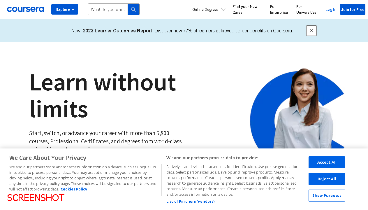 screenshot https://www.coursera.org