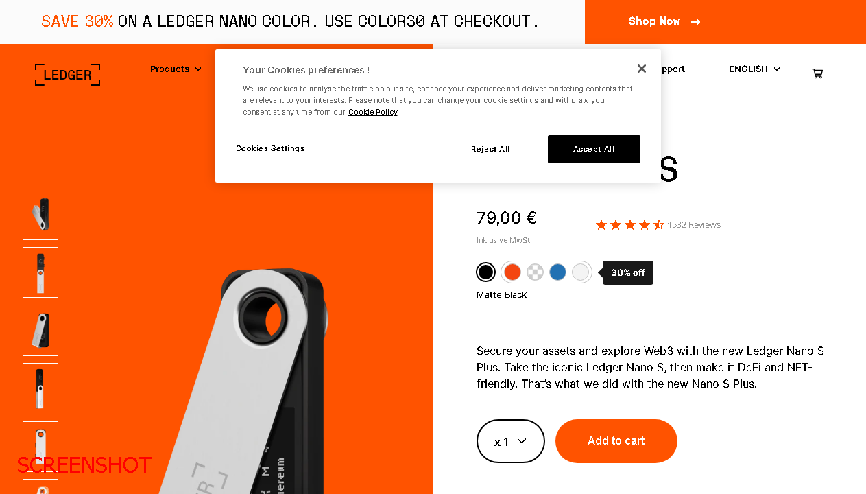 screenshot https://www.ledger.com/products/ledger-nano-s