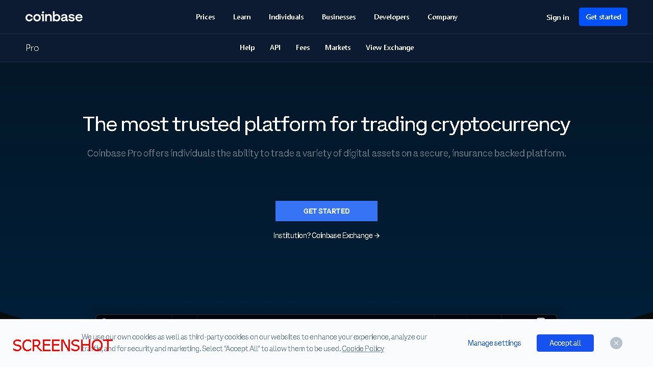 screenshot https://pro.coinbase.com/