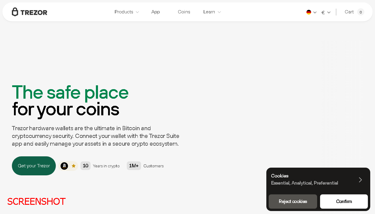 screenshot https://trezor.io
