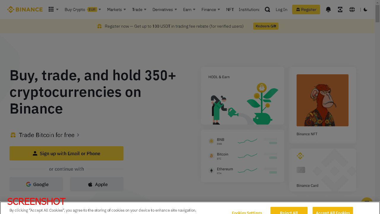 screenshot https://www.binance.com/