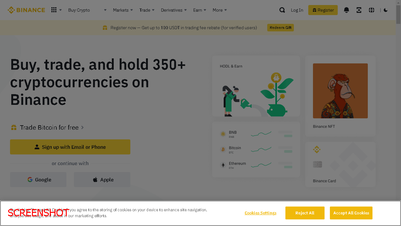 screenshot https://www.binance.com