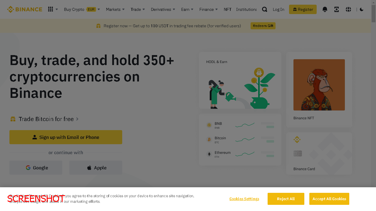 screenshot https://www.binance.com/