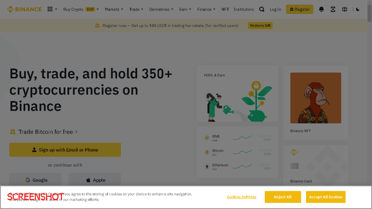 screenshot https://www.binance.com