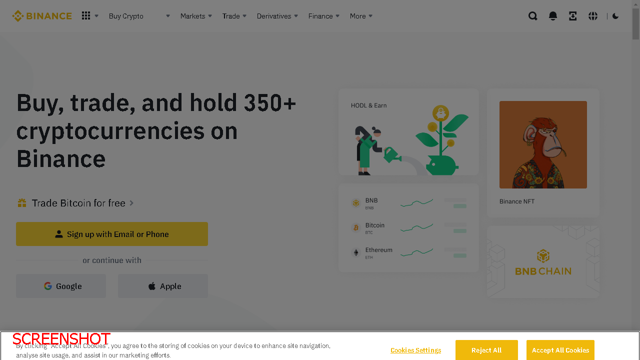 screenshot https://www.binance.com