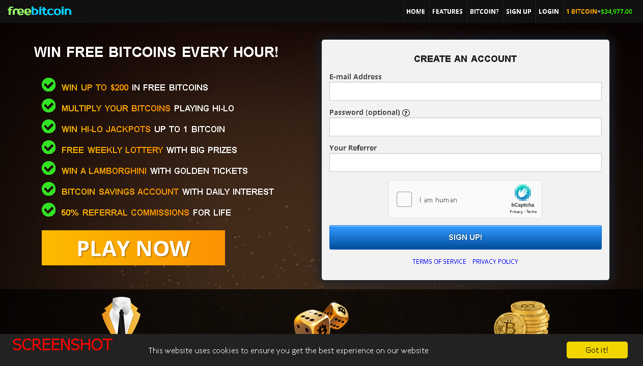screenshot https://freebitco.in